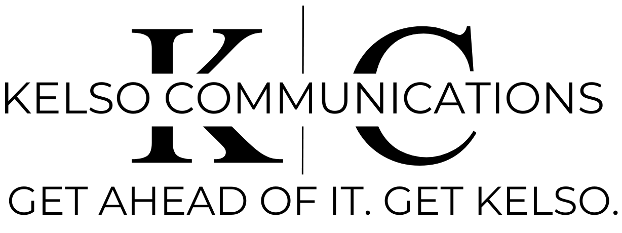 Kelso Communications logo, media relations and crisis communications consultant for small municipalities, NFPs, and private industry. 